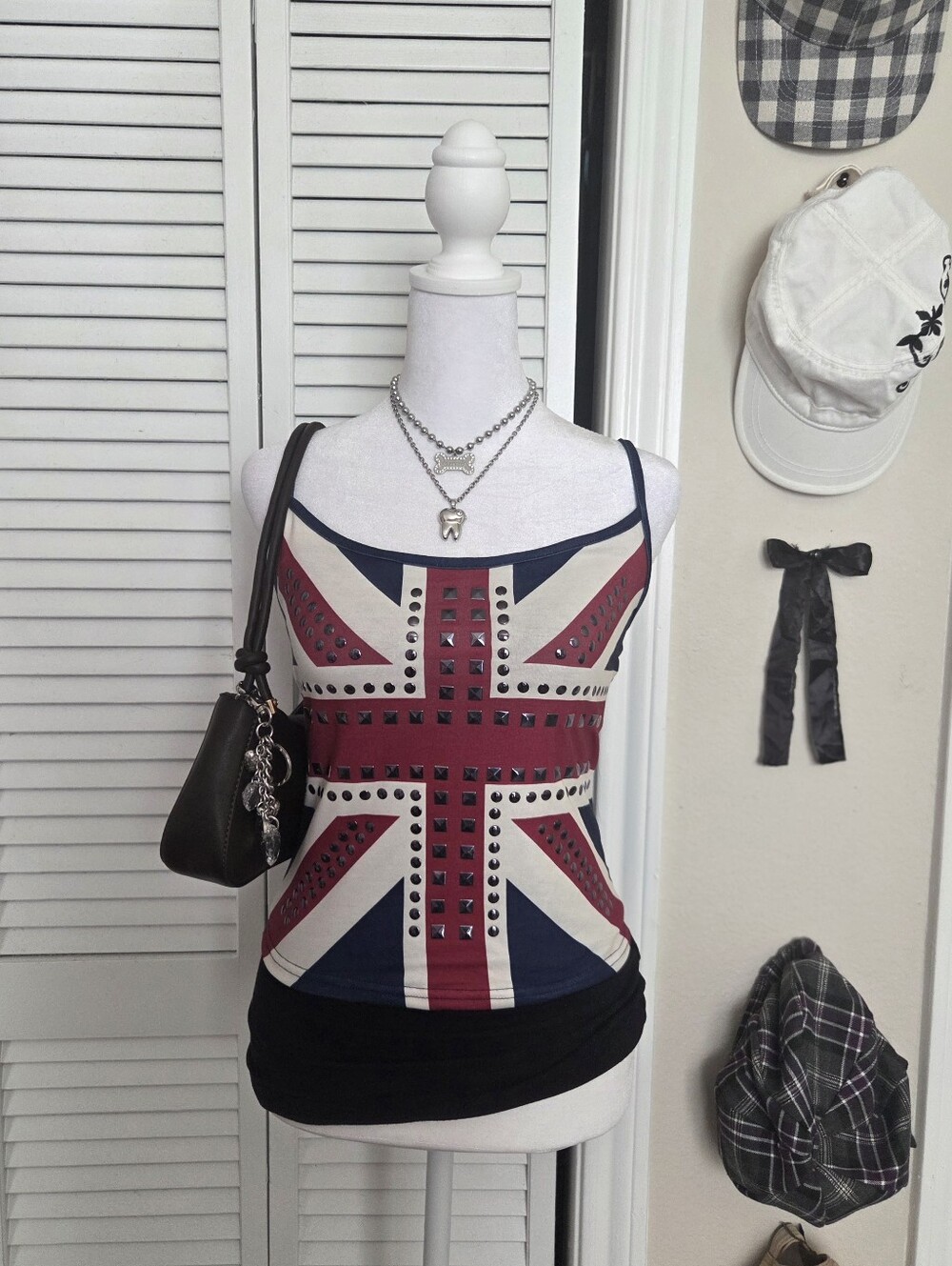& Other Stories Navy, Red & White Union Jack Studded Camisole